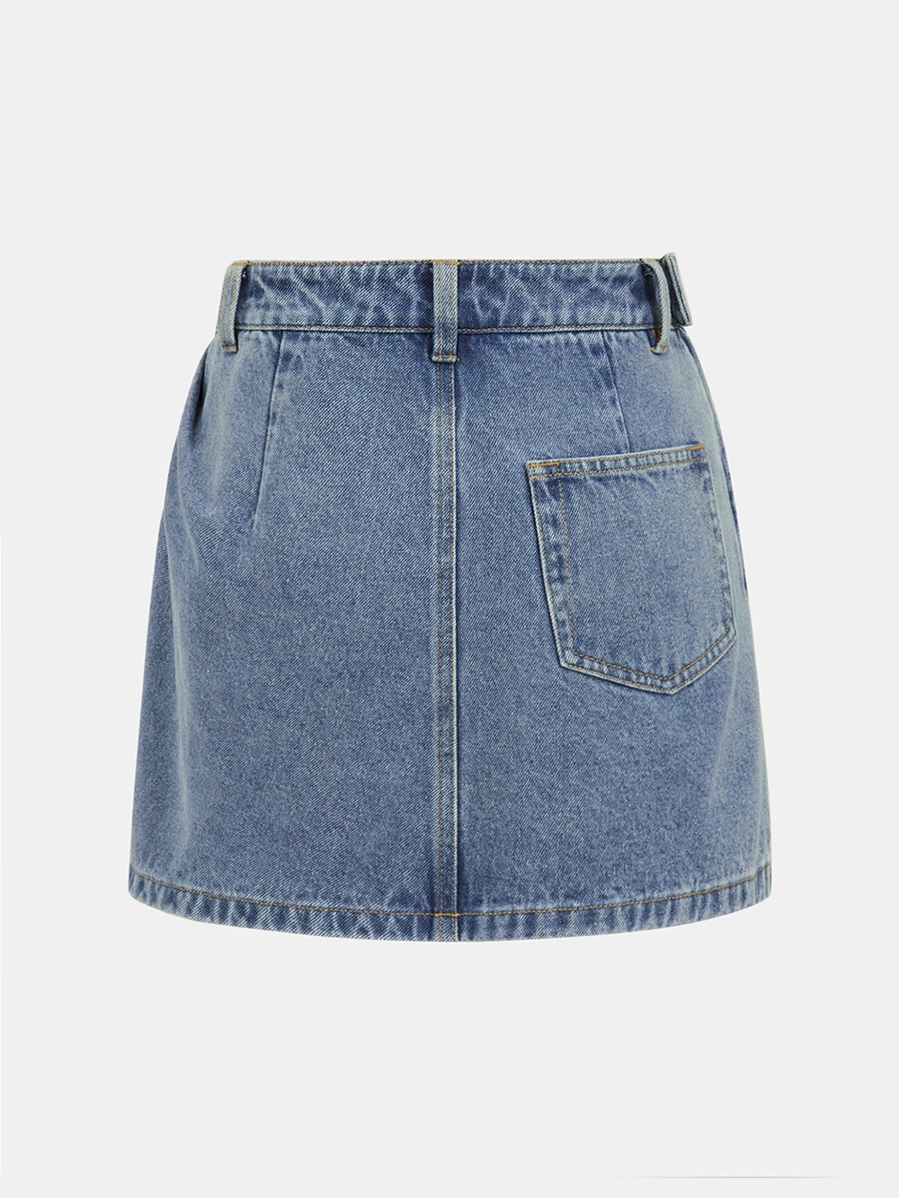 Commense Asymmetric Pleated Denim Mini Skirt - Picture 9 of 16